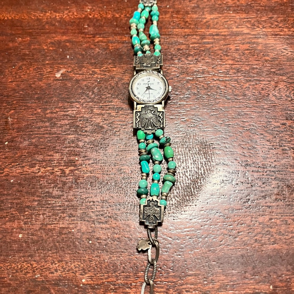Silver and Turquoise Beaded Women's Watch